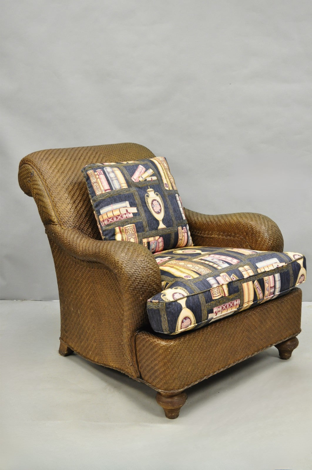Mark Hampton Collection Hickory Chair Wicker Rattan Lounge Club Chair & Ottoman
