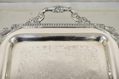 Vintage English Victorian Silver Plated Twin Handle Serving Platter Bar Tray