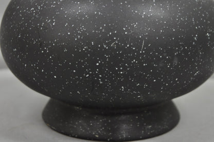 Vintage Mid Century Modern Black Bulbous Ceramic Pottery Table Lamp w/ Spring