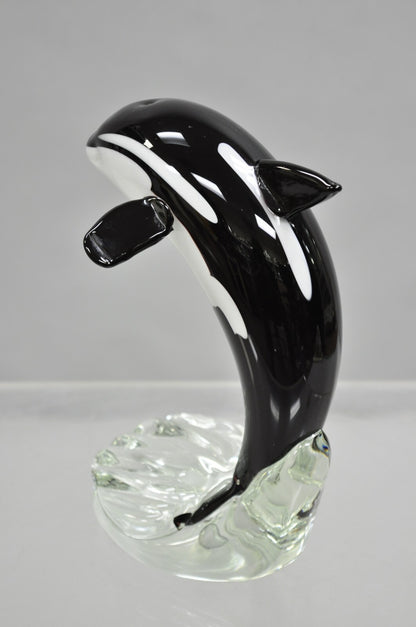 Vinci by Dynasty Glass 9" Modern Orca Killer Whale Sculpture