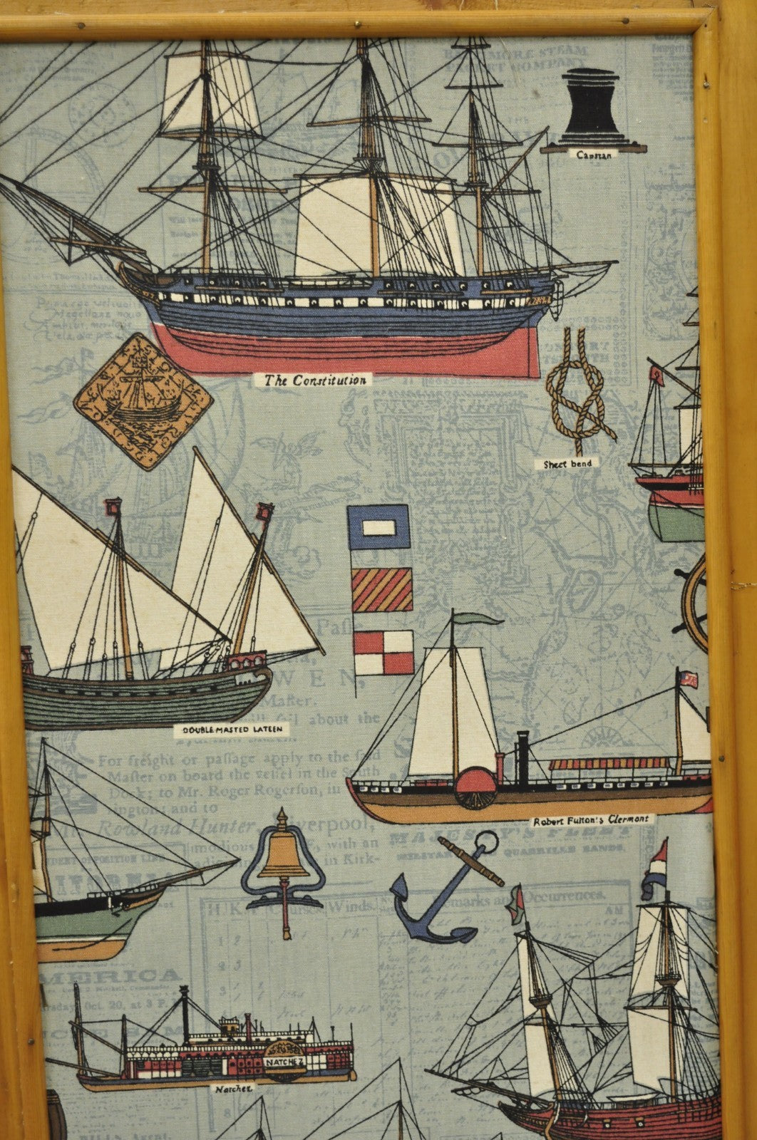 Vintage Nautical Custom Viking Clipper Ship Fabric Room Divider Dressing Screen