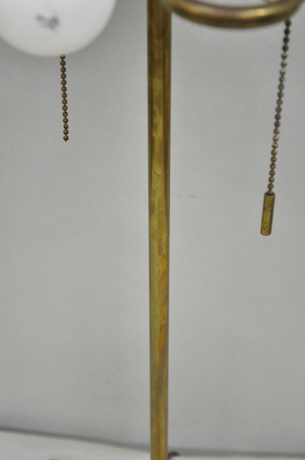 Vintage Gerald Thurston Stiffel Mid Century Modern Brass Tripod Table Lamp Pair