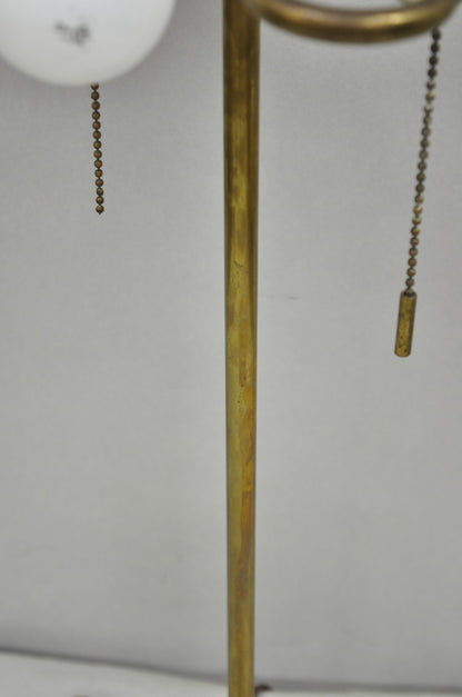 Vintage Gerald Thurston Stiffel Mid Century Modern Brass Tripod Table Lamp Pair