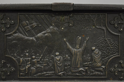 Antique "Iron Art" Denmark Bronze Trinket Jewelry Box Casket "Battle of Estonia"