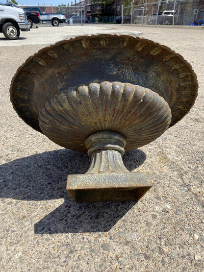 Cast Iron Low and Wide 38" Round French Classic Style Outdoor Garden Urn Planter