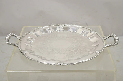 Vintage Federal Silver Co Silver Plated Round Twin Handle Bar Platter Tray