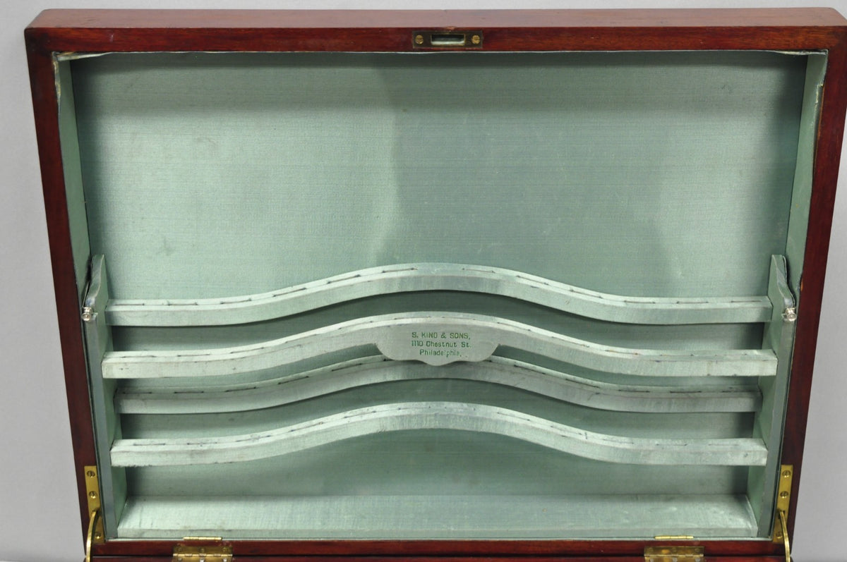Antique S Kind & Sons Edwardian Mahogany Fitted Silverware Flatware Case Chest
