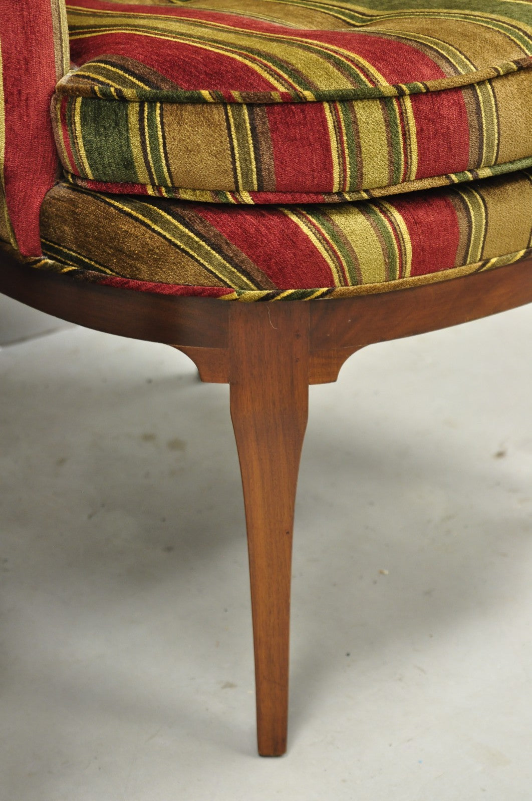 Vintage Mid Century Modern Walnut Panel Back Sculptural Lounge Arm Chairs - Pair