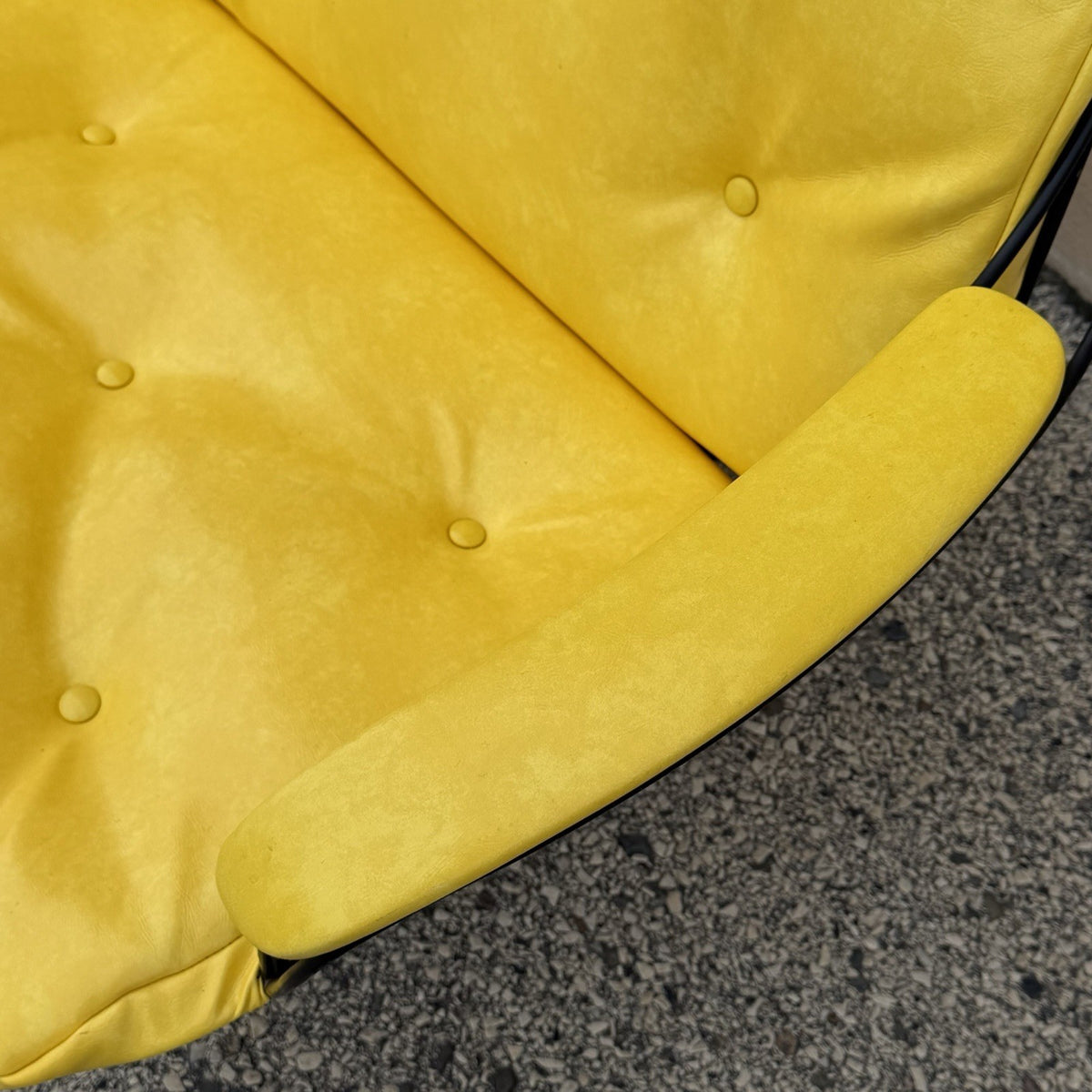 Vintage Homecrest Mid Century Modern Wire Metal Sofa w/ Yellow Vinyl Cushions