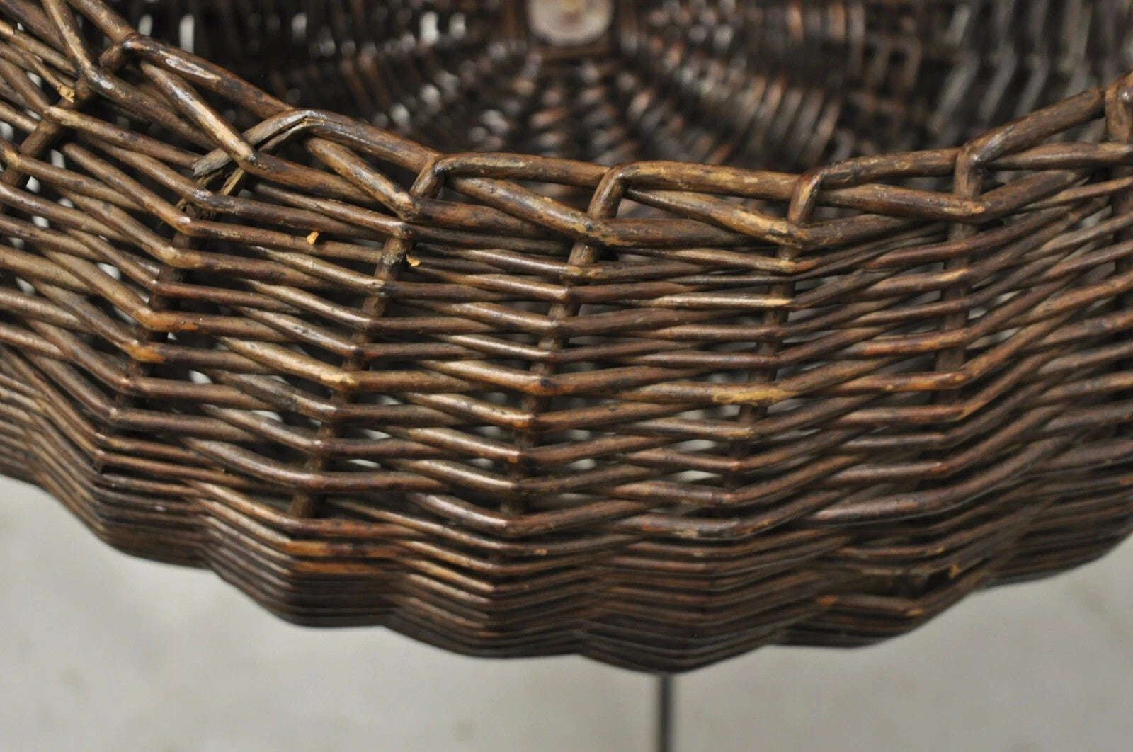 Mid Century Modern Arthur Umanoff Style Wicker Rattan Wrought Iron Planter Stand