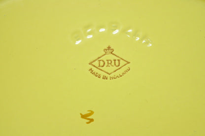 Vintage Dru Holland Yellow Tulip Enameled Cast Iron Dutch Oven Oval Pot