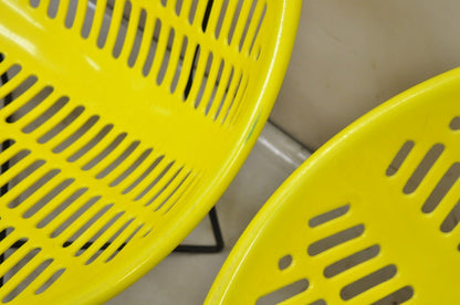 Pair Vintage Fabiano & Panzini Motel Solair Yellow Iron and Plastic Lounge Chair