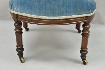 Antique Victorian Walnut Harvest Fruit Carved Slipper Chair attr. J & J W Meeks