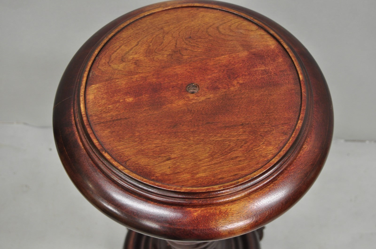 Antique Victorian Carved Mahogany Barley Twist Paw Foot Pedestal Plant Stand
