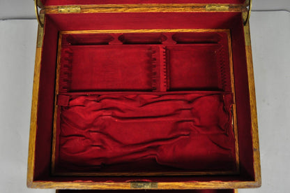 Antique Arts & Crafts Quartersawn Oak Fitted Silverware Case Flatware Chest Box