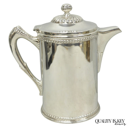 Antique English Victorian Silver Plated Enamel Line Large Beverage Water Pitcher