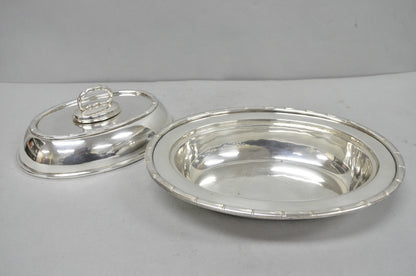 Vintage Hollywood Regency Silver Plated Faux Bamboo Oval Vegetable Serving Dish