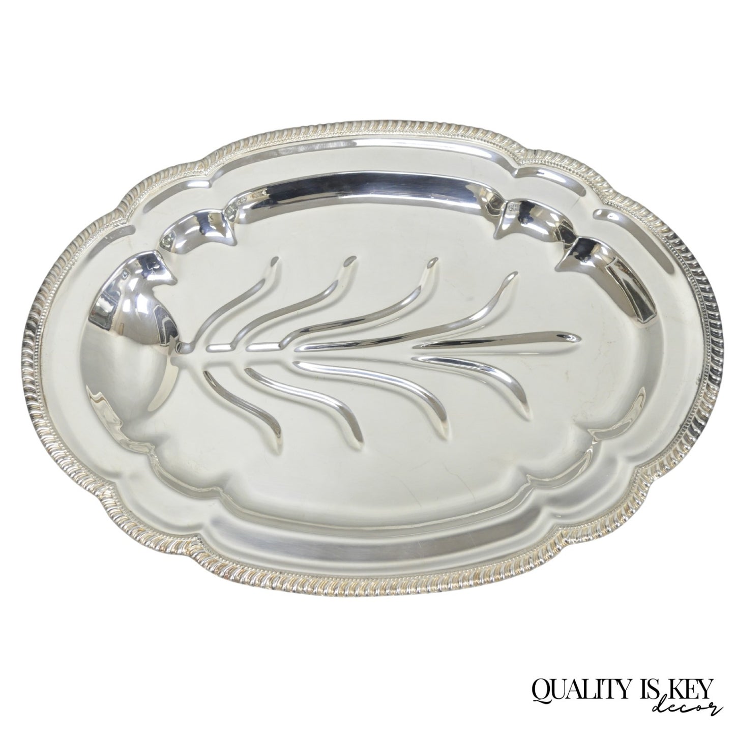 Vintage English Regency Silver Plated Meat Cutlery Serving Platter Tray by LB