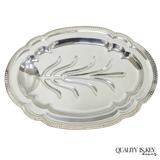 Vintage English Regency Silver Plated Meat Cutlery Serving Platter Tray by LB