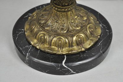 Antique Italian Renaissance Gold Bronze Figural Twin Handle Urn Large Table Lamp
