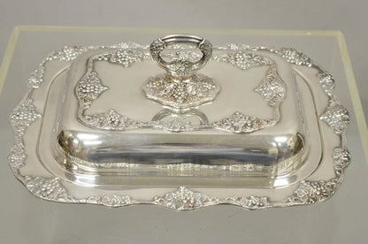 Vintage Oneida Victorian Silver Plated Grapevine Covered Vegetable Serving Dish