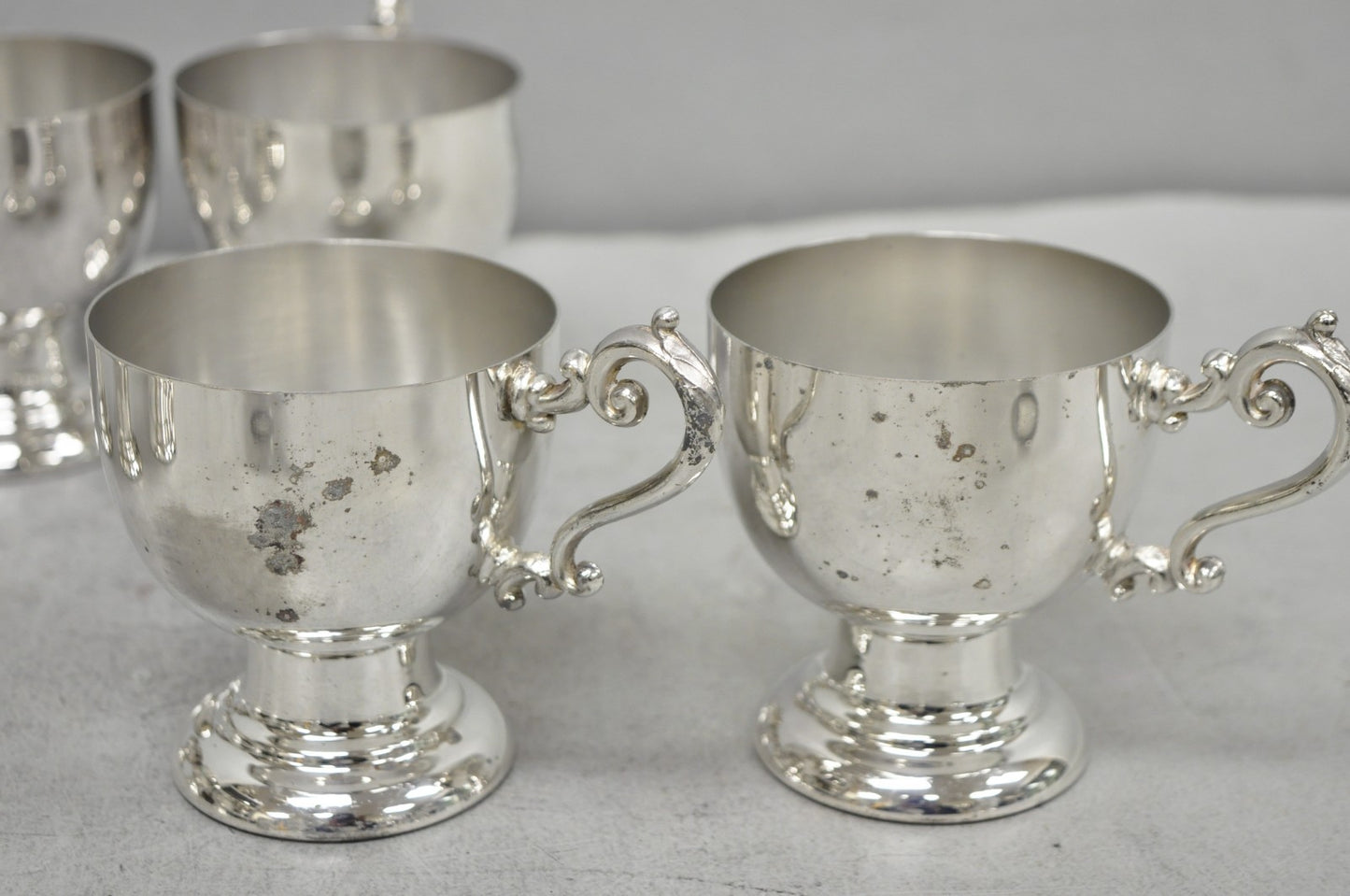 Vintage Large Silver Plated Pedestal Punch Bowl Set w/ 12 Cups - 14 Pc Set