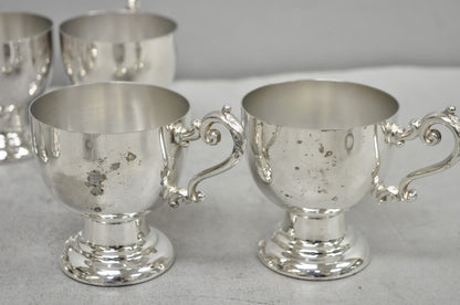 Vintage Large Silver Plated Pedestal Punch Bowl Set w/ 12 Cups - 14 Pc Set