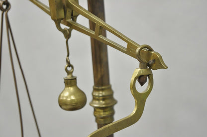 Antique W.& T. Avery English Victorian Brass & Mahogany Balance Beam Scale
