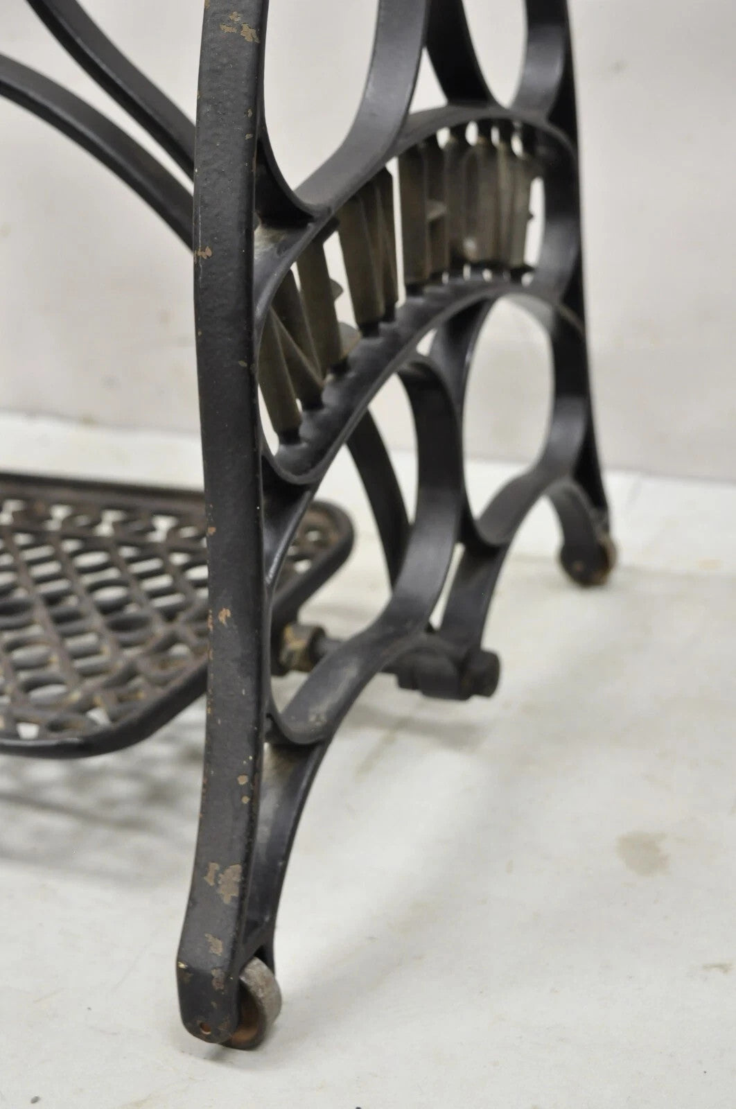 Antique Black Cast Iron Treadle Sewing Machine Table Base by New Home