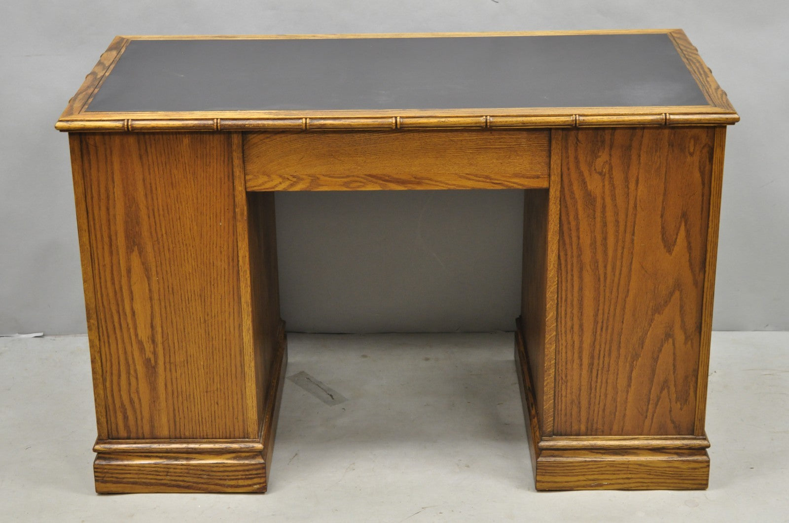 Vintage Hollywood Regency Faux Bamboo Campaign Style Kneehole Desk by Sligh
