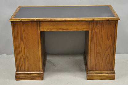 Vintage Hollywood Regency Faux Bamboo Campaign Style Kneehole Desk by Sligh