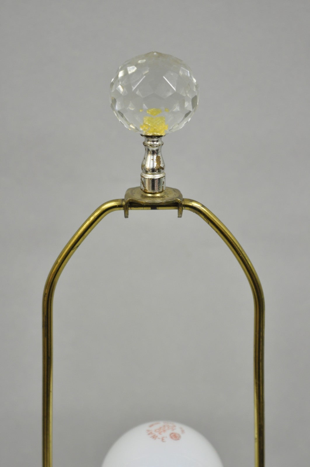 Vintage Chinoiserie French Leaded Crystal Glass Ginger Jar Brass Table Lamp