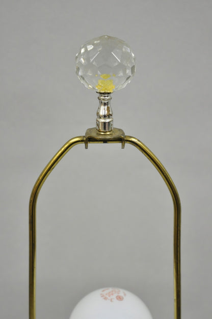 Vintage Chinoiserie French Leaded Crystal Glass Ginger Jar Brass Table Lamp