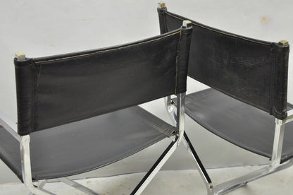 Vintage Daystrom Mid Century Modern Chrome & Naugahyde Directors Chairs - Pair