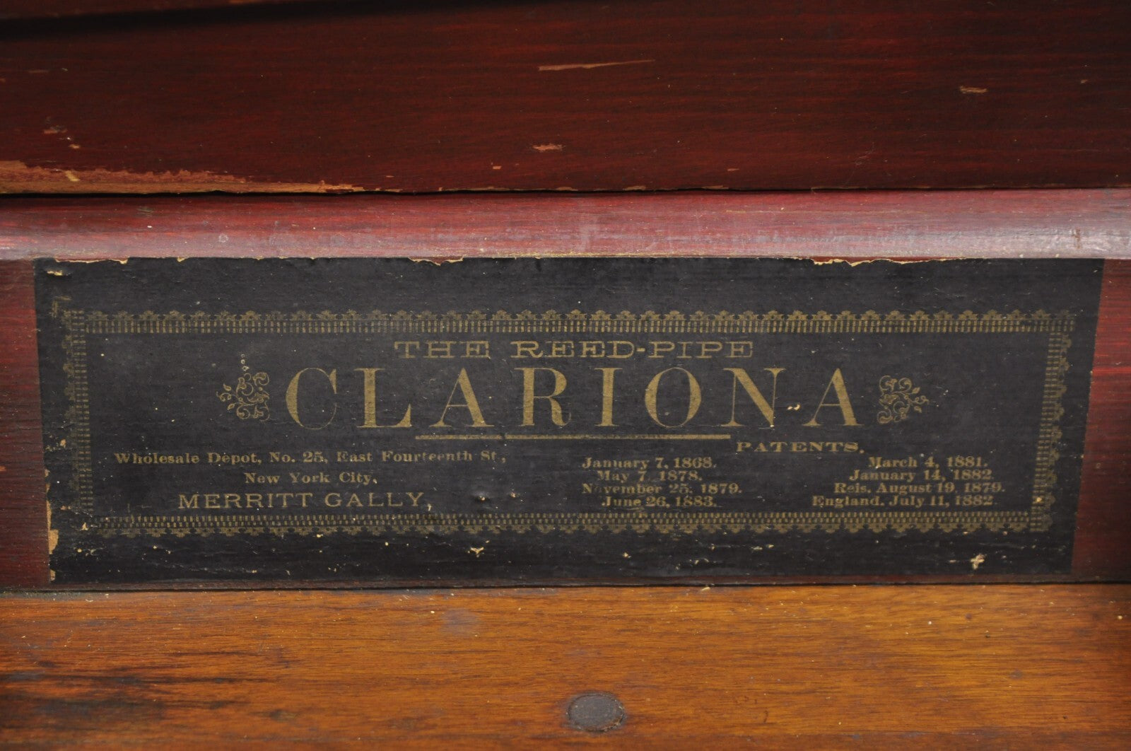 Antique Victorian Clariona Merritt Gally 14 Reed Pipe Organette Small Music Box