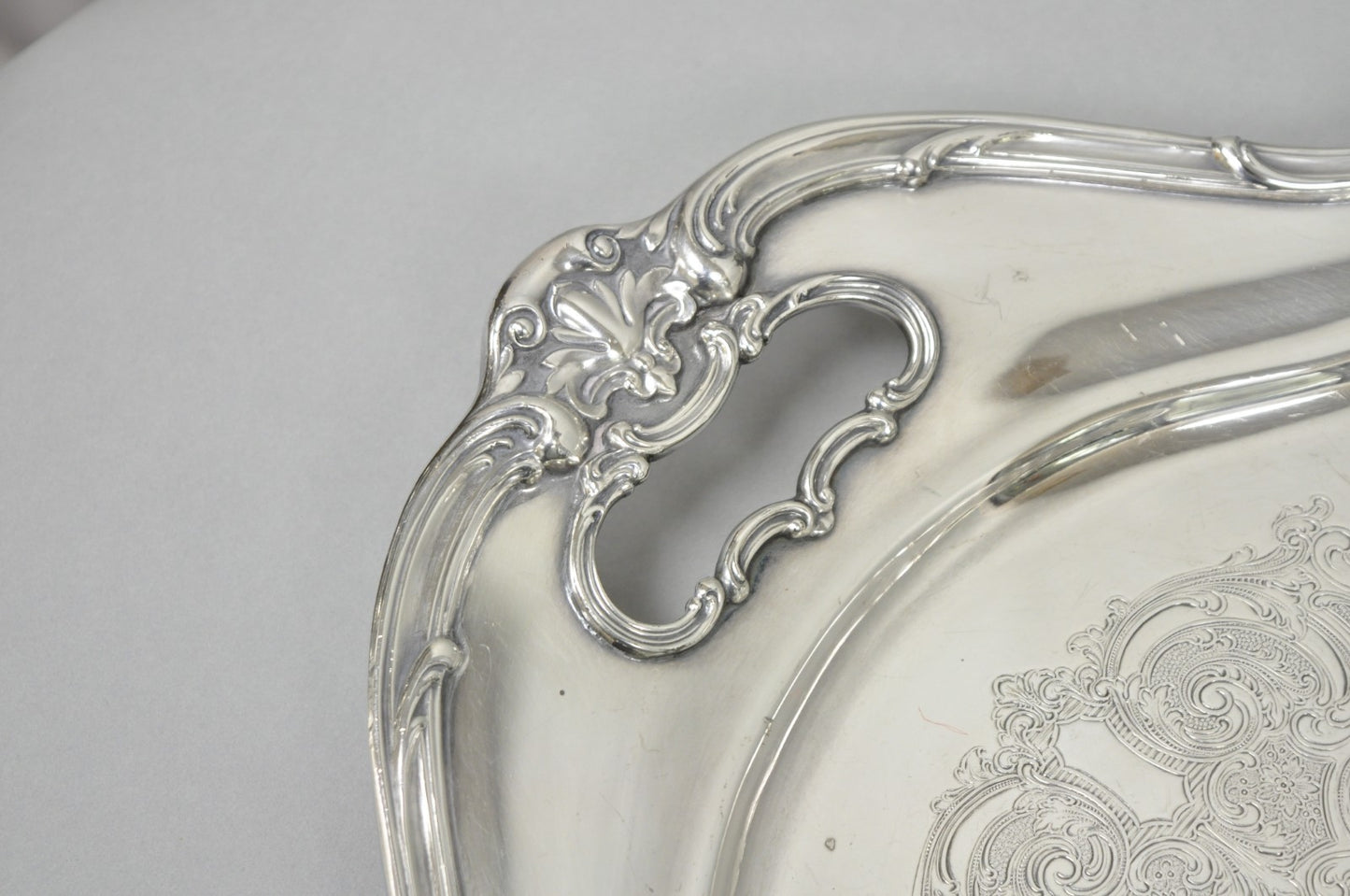 Antique Gorham Silver Plated Victorian Oval Butlers Serving Platter Bar Tray