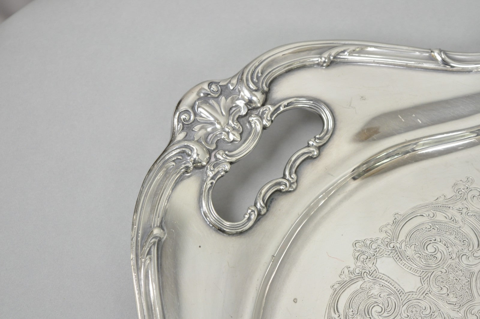 Antique Gorham Silver Plated Victorian Oval Butlers Serving Platter Bar Tray