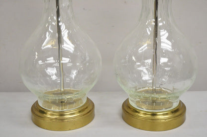 Vintage Victorian Lantern Style Shapely Bubble Glass Table Lamps - a Pair