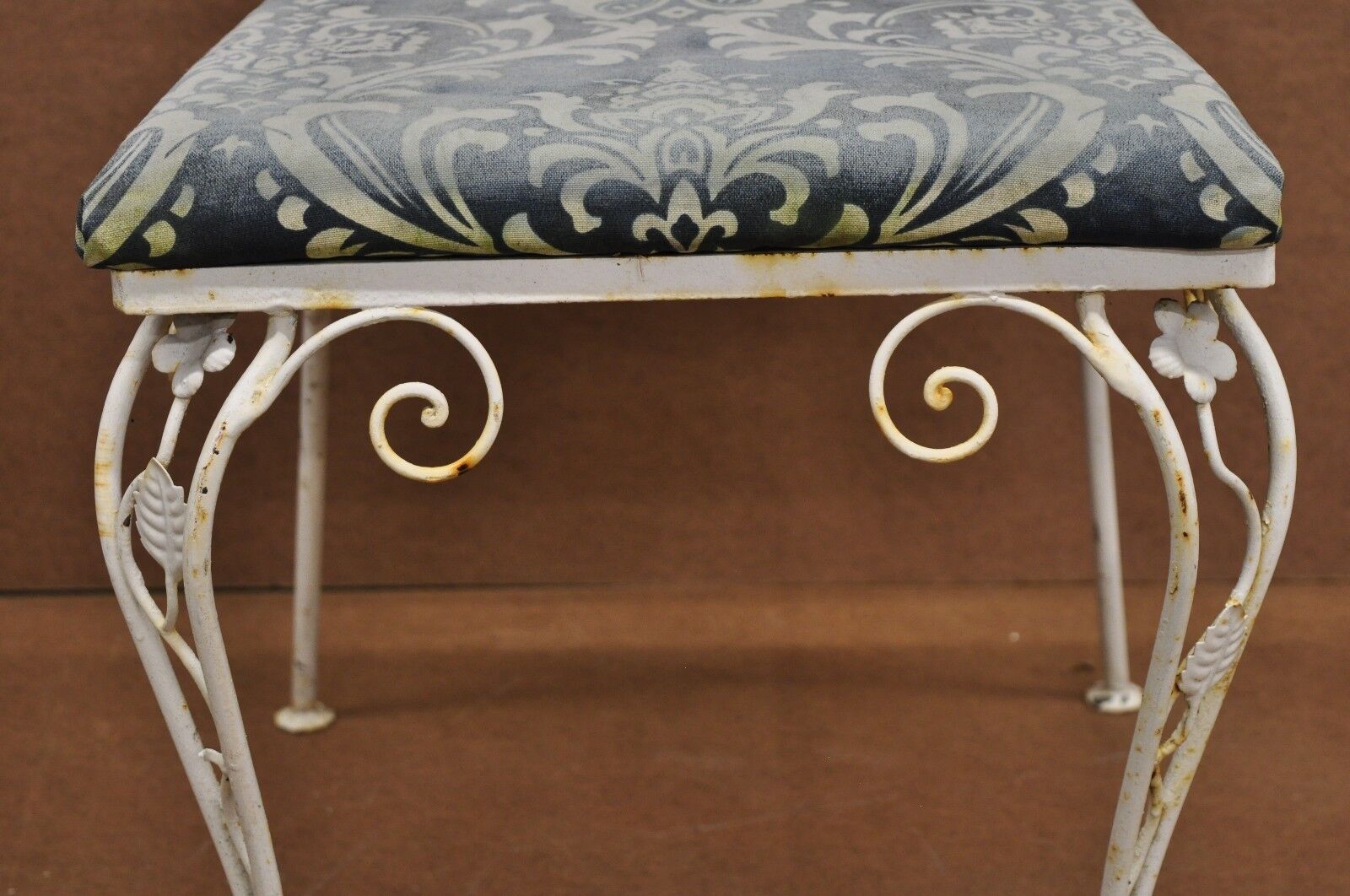 Vintage Art Nouveau Style Floral Wrought Iron Garden Dining Chairs - Set of 4