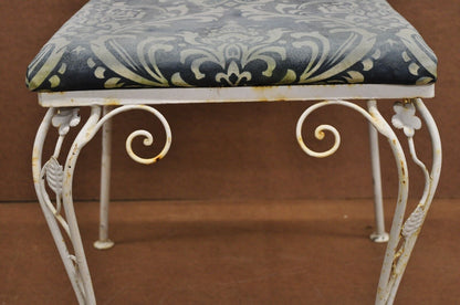 Vintage Art Nouveau Style Floral Wrought Iron Garden Dining Chairs - Set of 4