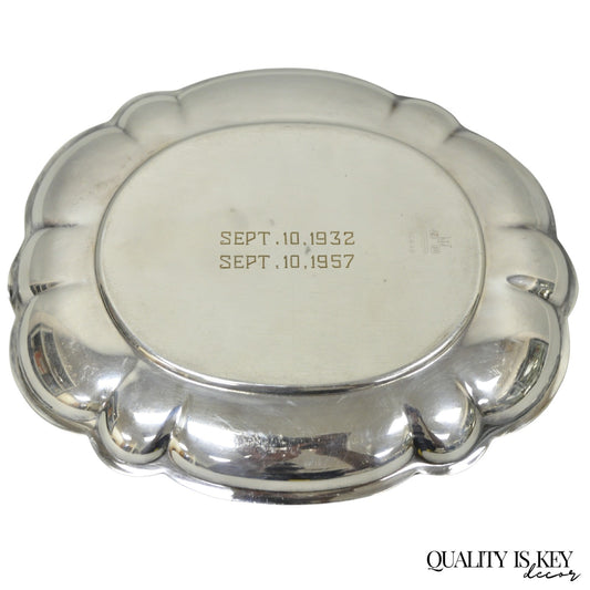Antique Gorham YC 644 Engraved Silver Plated Small Scalloped Serving Dish