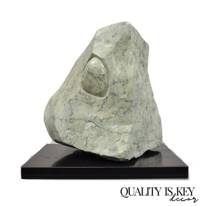 Sheryl C. Benjamin Carved Green Marble Abstract Modern Stone Sculpture