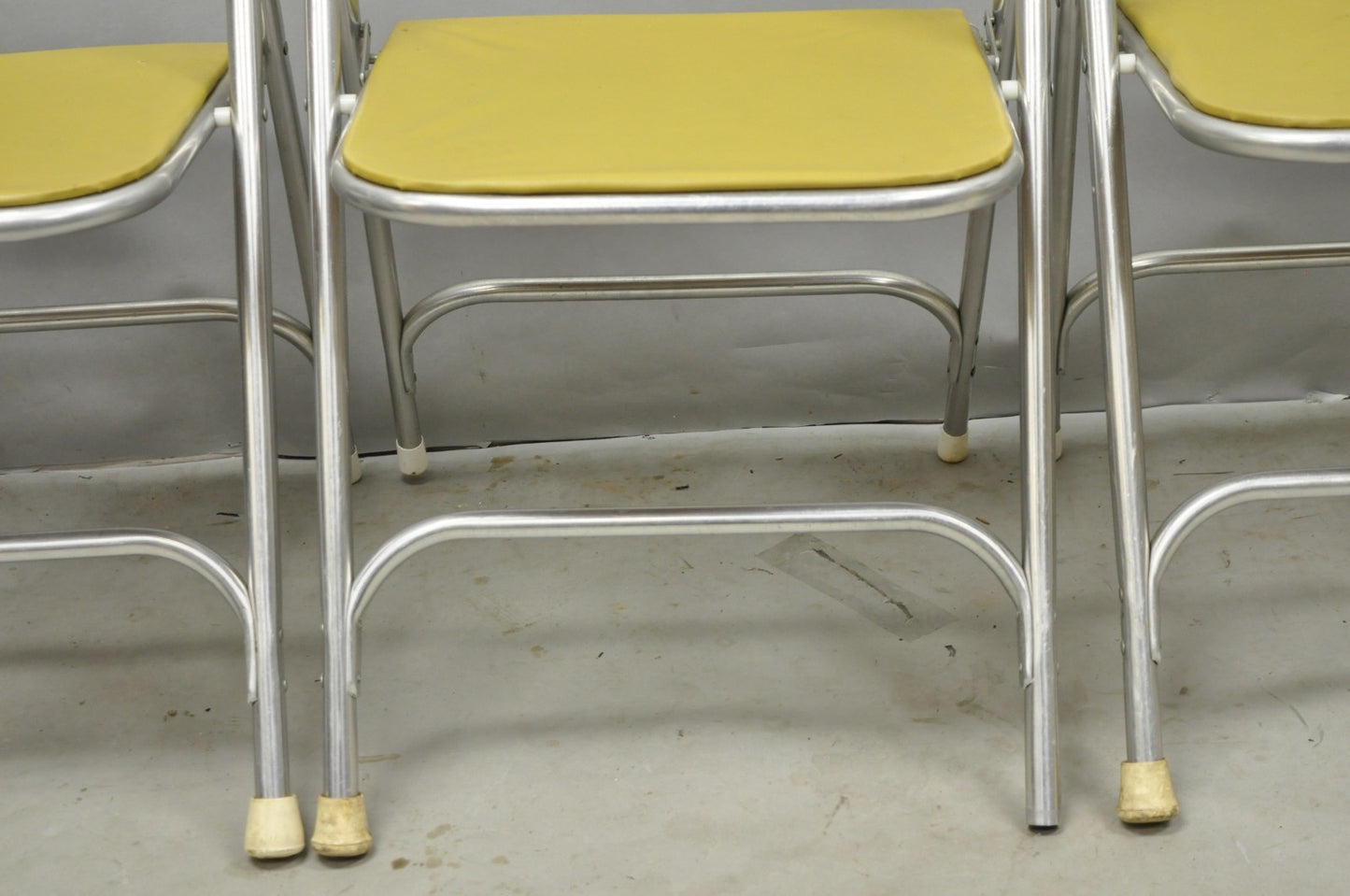 Vintage Mid Century Modern Aluminum Folding Dining Chairs by Airlite - Set of 4