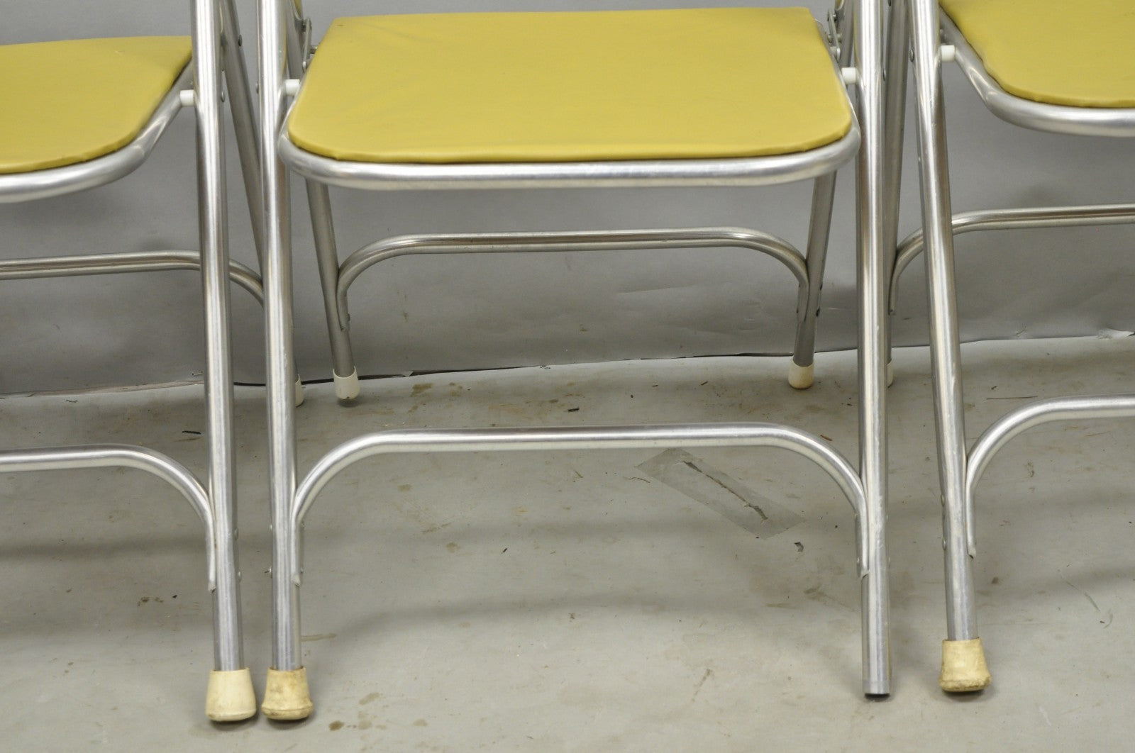 Vintage Mid Century Modern Aluminum Folding Dining Chairs by Airlite - Set of 4