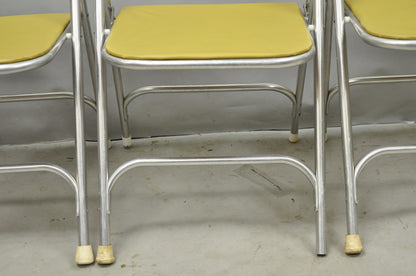 Vintage Mid Century Modern Aluminum Folding Dining Chairs by Airlite - Set of 4
