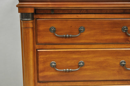 Kincaid French Country Cherry Wood 3 Drawer Marble Top Nightstand Bedside Table