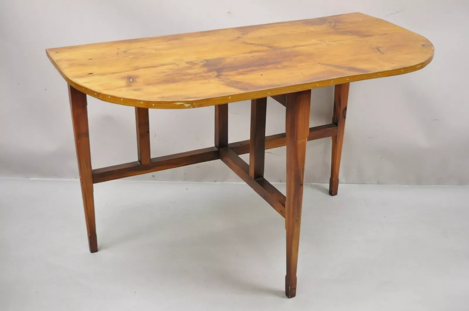 Antique French Country Farmhouse Extension Pine Wood Large Banquet Dining Table