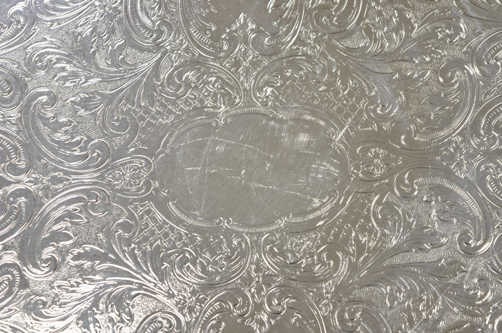 Vintage Sheffield English Victorian Oval Silver Plated Footed Bar Tray w/Handles
