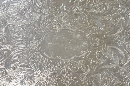 Vintage Sheffield English Victorian Oval Silver Plated Footed Bar Tray w/Handles