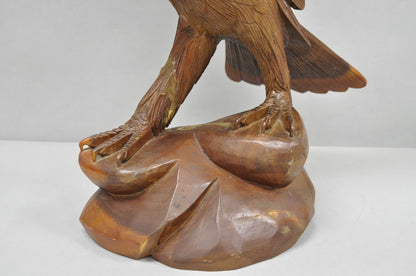 Vintage Black Forest 24" Hand Carved Wood Bald Eagle Figure Statue Sculpture